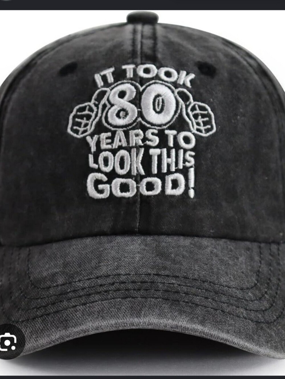 80 Years To Look This Good Black Embroidered Baseball Cap